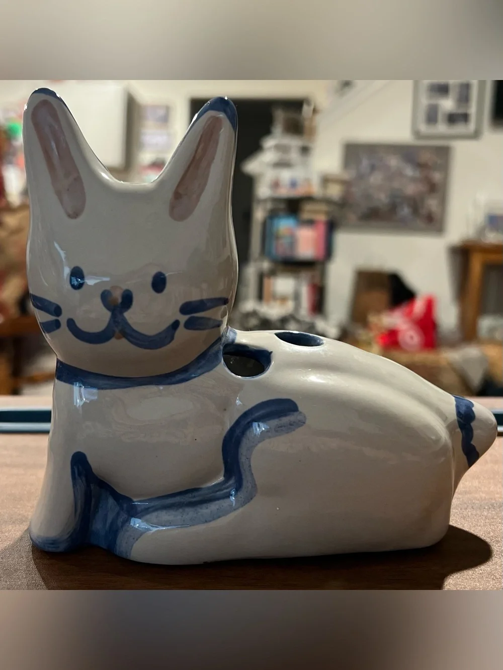 VTG M. A. Hadley Pottery Cat Toothbrush Holder / Bud Vase / Pencil Holder